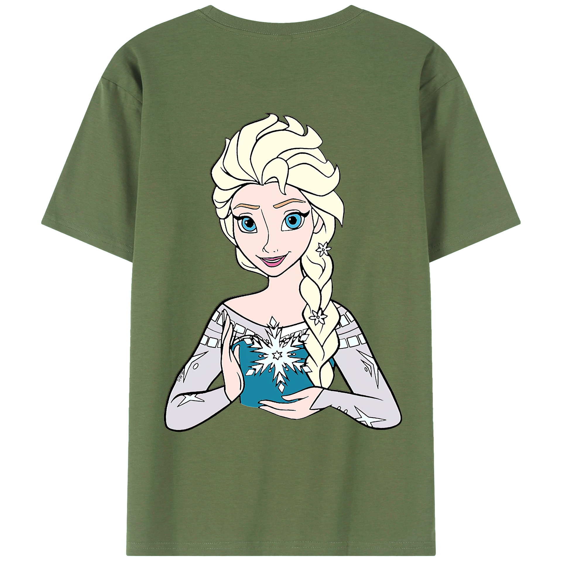 （画像用） アナと雪の女王 アンナ エルサ Frozen Anna Elsa 綿100％ メンズ半袖Tシャツ（バックプリント） 通気性